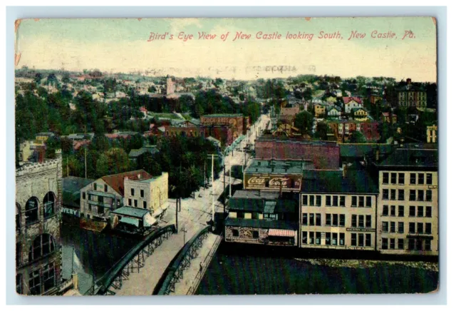 1909 Bird's Eye View of New Castle, New Castle Pennsylvania PA Postcard