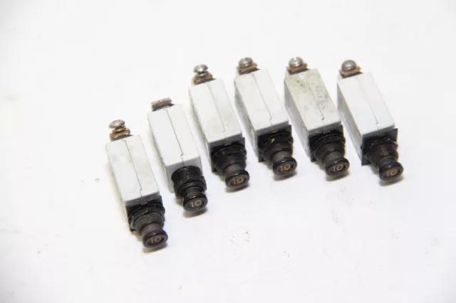 Klixon Aircraft 10 Amp Circuit Breaker Set (6), P/N: 7274-2-10 / MS26574-10