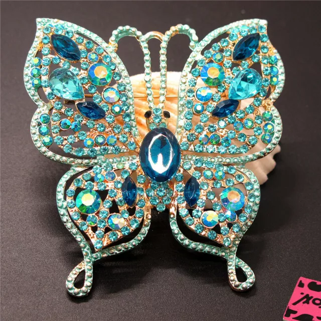 New Blue Bling Rhinestone Flower Butterfly Betsey Johnson Charm Brooch Pin Gifts