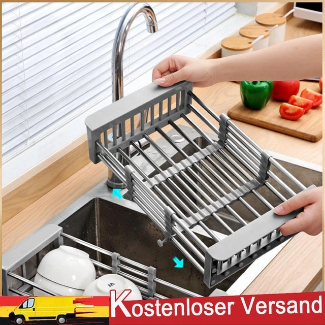 Merrwon Erweiterbares Abtropfgestell, Verstellbarer Geschirrkorb, Rostfrei 304 E