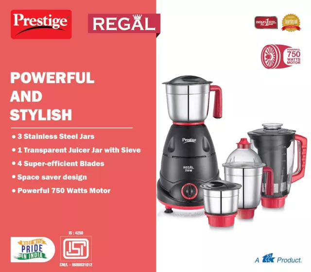 Molinillo Batidora Prestige Regal, 750 W, 3 Jarras de Acero Inoxidable + 1... 3