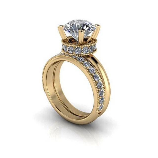 Bague De Fiançailles/mariage En Or Jaune 14k Avec Diamant De Labo 1.1 Carat - Taille 9.5 (Neuf, Personnalisable)