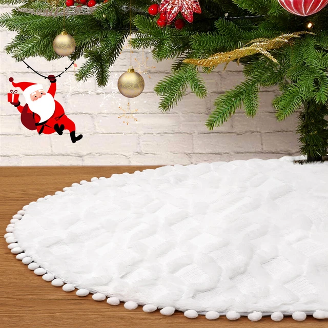 Gonna Copri Base Albero Di Natale In Vimini - Diametro 40/60 Cm, Altezza 25 Cm, Colore Bianco