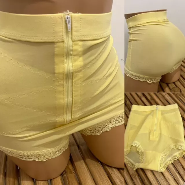 VINTAGE HAND DYED SHORT LEG GIRDLE PANTY SHAPER MESH 1960s sz L