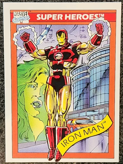 Iron Man 1990 Impel Marvel Universe Series 1 Super Heroes Trading Card #42!