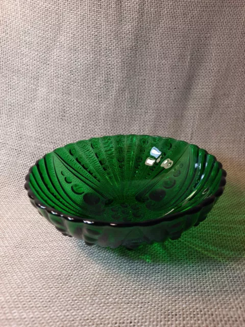 Vintage Bowl By Anchor Hocking Forest Green Oyster / Burple Berry Serving Bowl