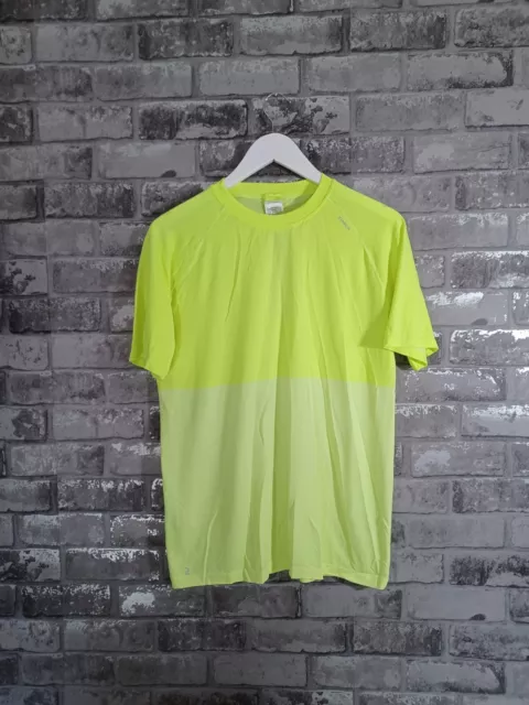 Decathlon Run T Shirt Large Yellow Kiprun Logo Short Sleeve Mens