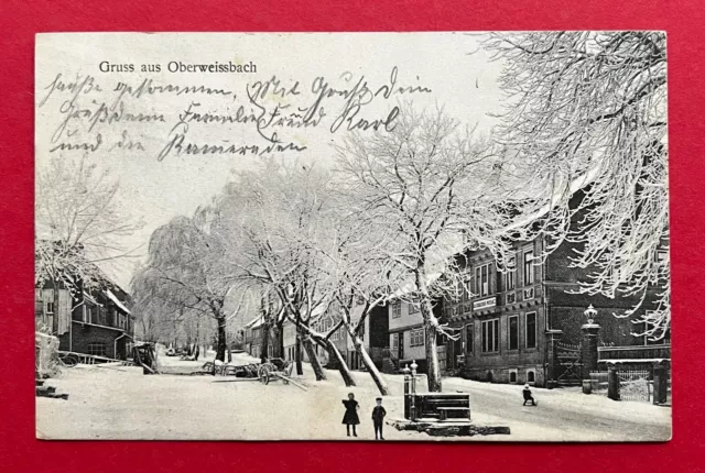 AK OBERWEISSBACH in Thüringen 1917 Strassenpartie Winteransicht  ( 118910