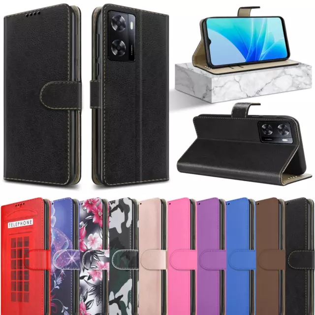 For OPPO A57S Case, Slim Leather Wallet Magnetic Flip Stand Luxury Phone Cover