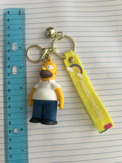 Homer Simpson Rubber &  Metal Keychain The Simpsons New! Fast Shipping!