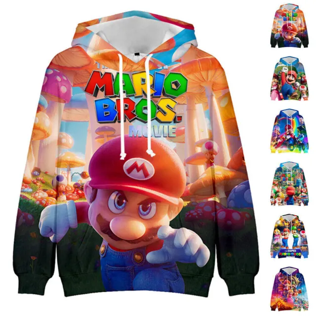 Super Mario Motiv Kapuzenpullover Sweatshirt Kinder Jungen Mädchen Hoodie Top