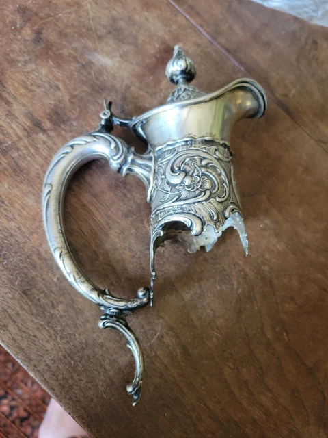 Antique KOCH & BERGFELD 0.800 Silver Claret Jug TOP ONLY Mono'd - 162 grams