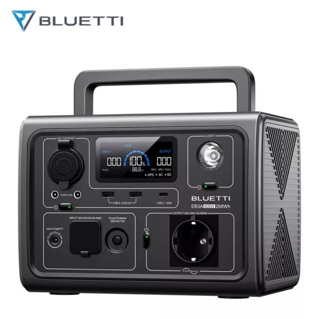 Bluetti 600W 268Wh Generador+120W/200W Módulo Solar Sistema Paquete Completo 2