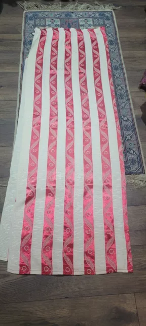 Stunning Vintage Mid Century Striped Unusual Curtain Pink