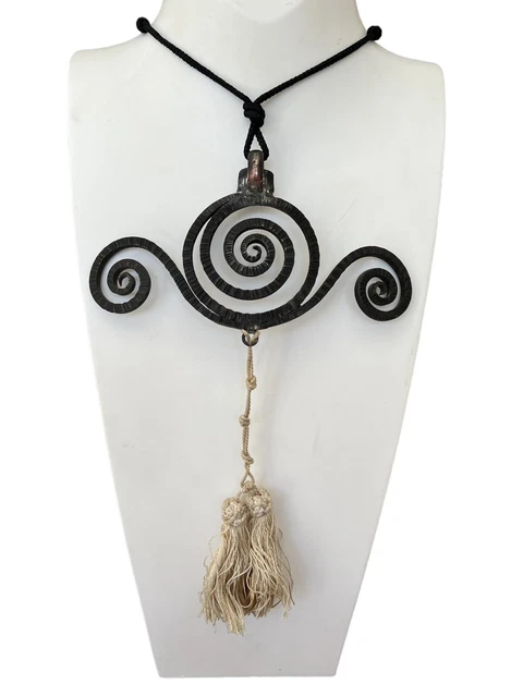 Collier Négligé Art Déco Ancien Années 20/30 En Argent Et Hématite - Longueur 44.5 Cm