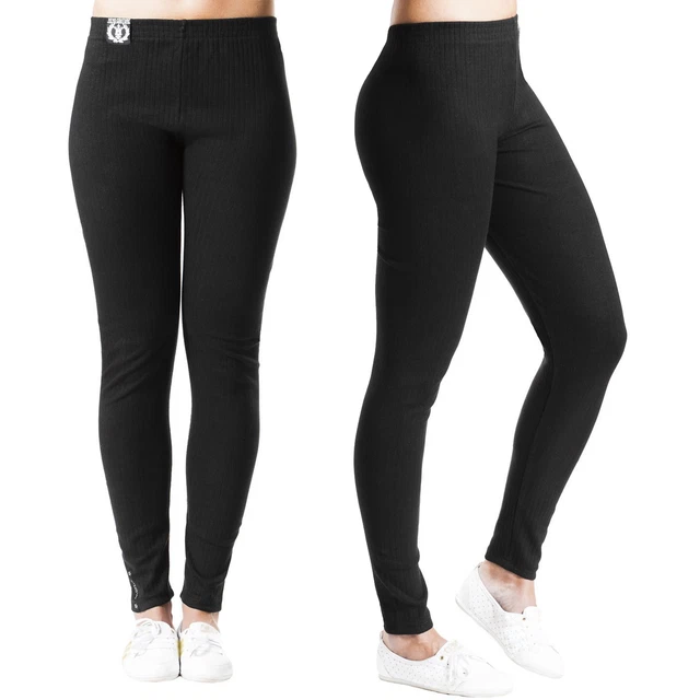 YeYo 2 x Donne a Vita Alta Leggings Lungo Cotone Costine Pantaloni Nero S - XXL