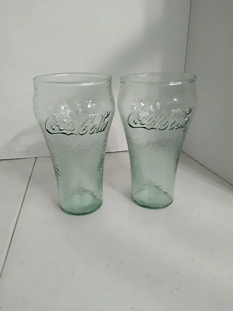 2 Vintage Clear Enjoy Coca Cola Coke Advertising Drinking Glasses
