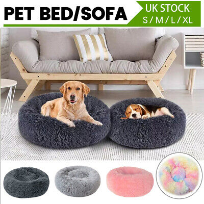 Comfy Calming Dog Cat Warm Bed Pet Round Super Soft Plush Marshmallow Puppy Beds