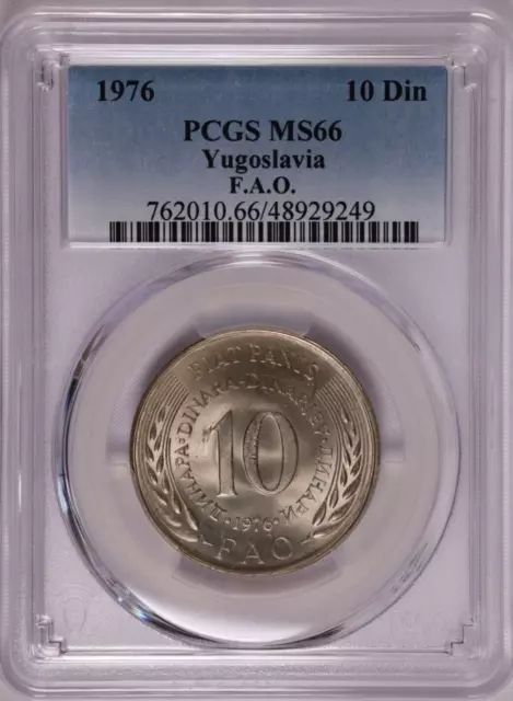 1976 Yugoslavia 10 Dinara FAO - PCGS MS 66