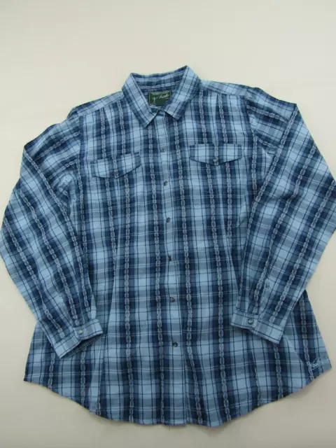 Woolrich Shirt Womens Size XL Blue Pearl Snap Long Sleeve Plaid Western