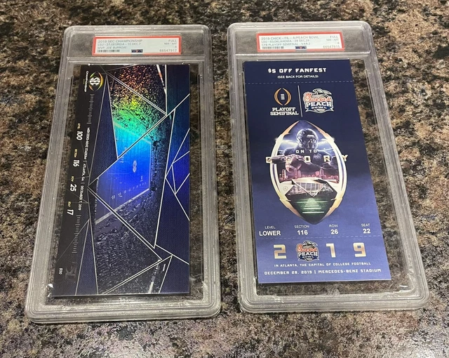 Joe Burrow LSU 2019 SEC CHAMPIONSHIP & Peach Bowl Playoff Tickets PSA 8s LOW POP