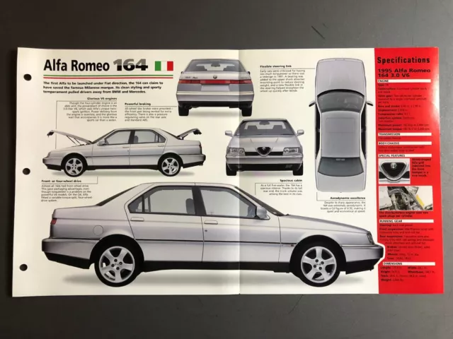 1987 - 1997 Alfa Romeo 164 Sedan IMP "Hot Cars" Spec Sheet Folder Brochure L@@K 2