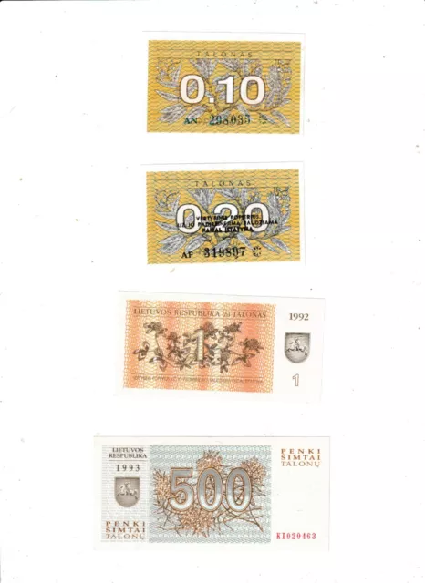 Lithuania  Four  Notes  Unc