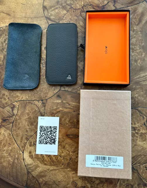 Vaja BLACK-Floater Leather- Nuova Pelle-iPhone 13Pro Max Case-Custom Design-$169