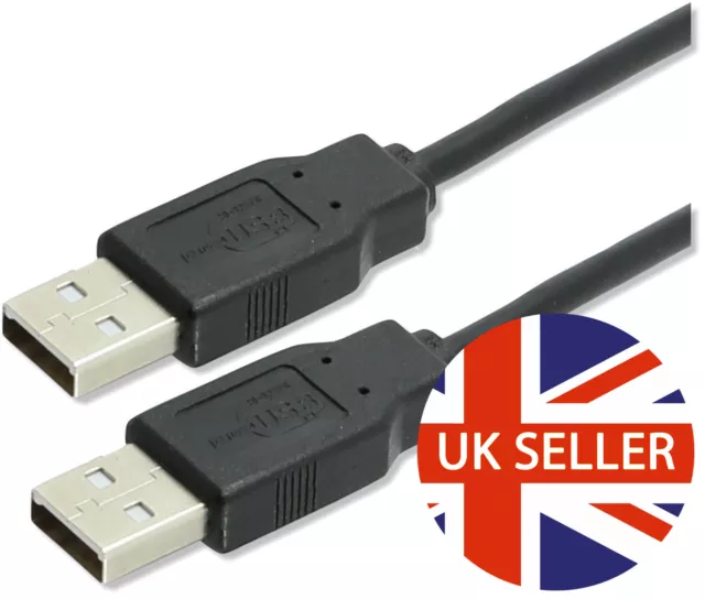 USB Cable Lead A plug to A plug Male/Male High Speed 2.0 Shielded Black 25cm -5m