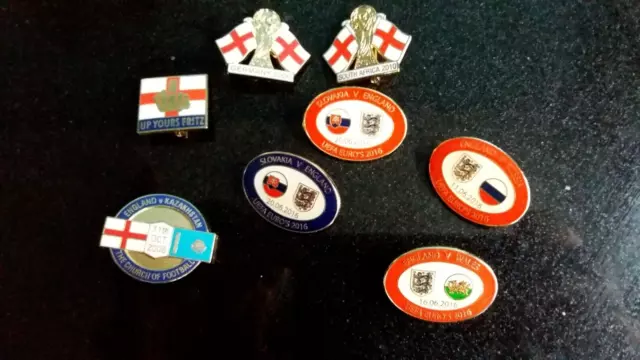 ENGLAND ENAMEL  BADGES  8  DIFFERENT  World cup Euros etc 2000s