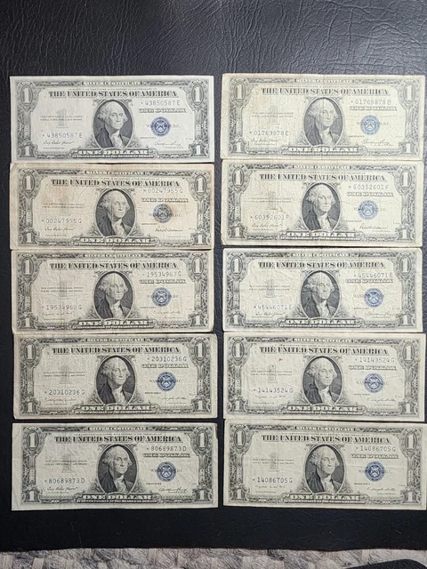 Lot of Ten Series of 1935 $1.00 * STAR Silver Certificates