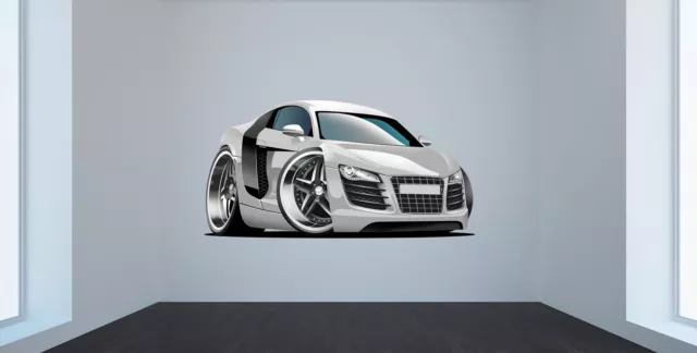 Audi R8 Cartoon Comics Bd Caricature Poster Decor Mur Autocollant Sticker Aa151