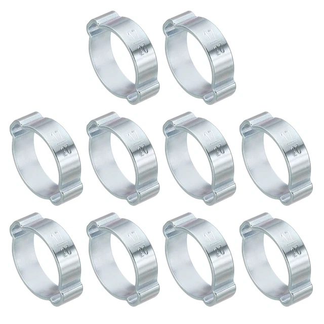 Confezione da 30 Morsetto Tubo Doppio Orecchio 17-20mm, Anelli Crimpante Acciaio Zincato