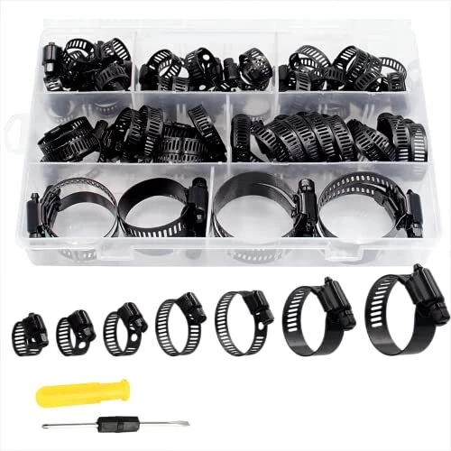 60Pcs Hose Clamp Stainless Steel Adjustable 6-38Mm Range Worm Gear Hose Clamps