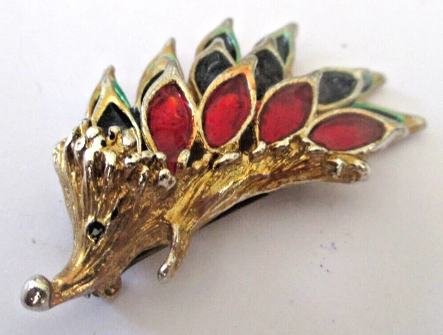 Broche Fantaisie Hérisson Et Son Petit En Alliage Doré - Porte-bonheur - État Occasion Bon