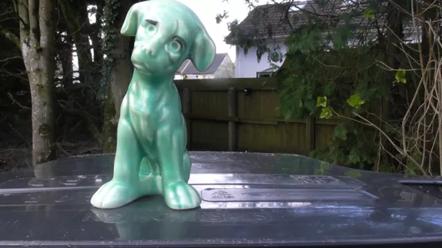 Sylvac style dog green glaze 12cm slightly comical look