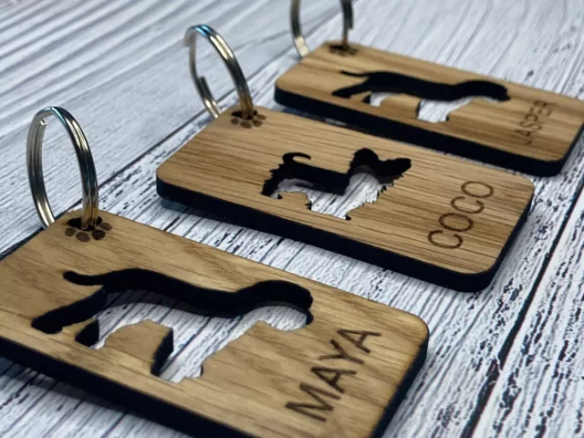 Personalised Dog Keyrings | Engraved Wooden Pet Keyring | Gift For Dog Owner 2