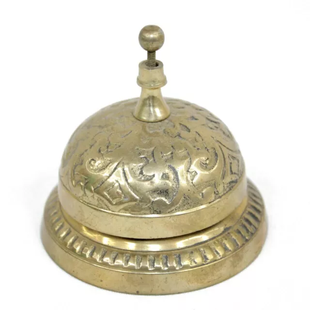 Vintage Brass Service Desk Bell Ornate Decor Mid-Century Nice Sound