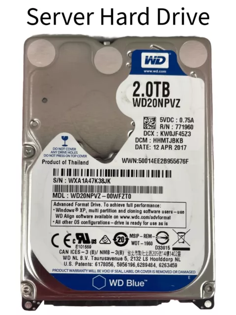 Western Digital WD20NPVZ-00WFZT0 2TB SATA 6Gb/s 2.5" WD Hard Drive Blue Server