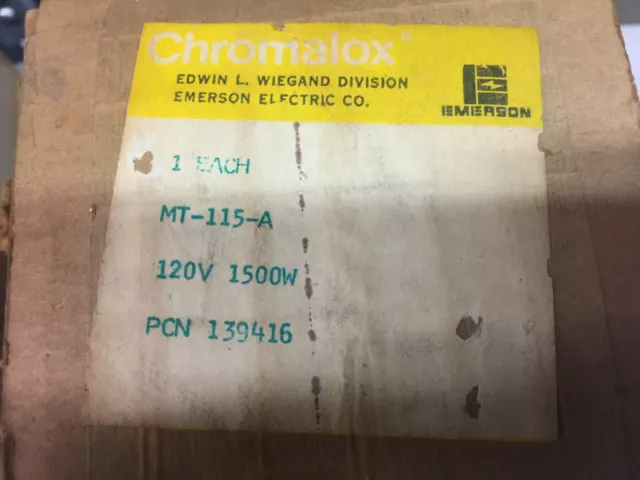 New In Box Chromalox 120 Vac 1500 Watts Emersion Heater Mt-115A