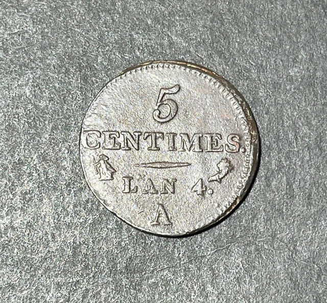 Unknown Early Date 1795? France 5 Centimes Coin Essai? Pattern? RARE? Restrike?