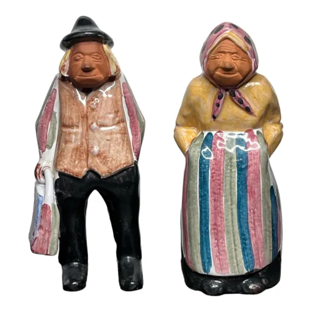 Vintage Pair HK Hällinge Kermik Ceramic Figurines Folk Art Male & Female Sweden