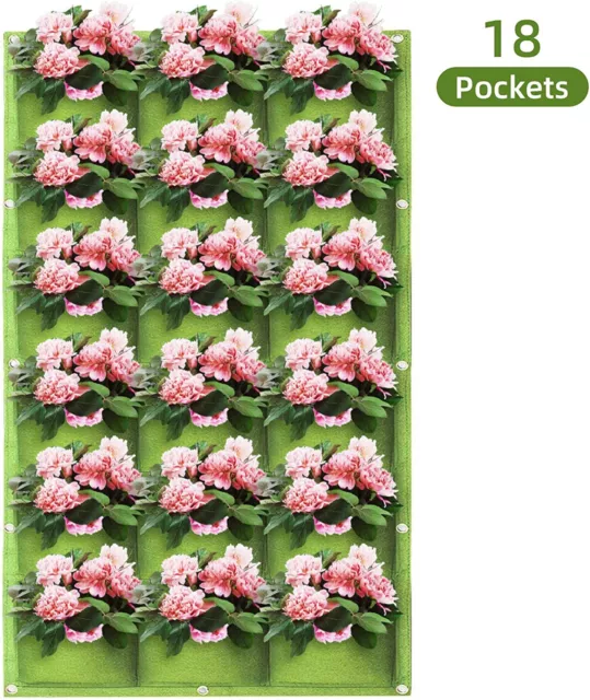 Multi Pocket Wall Hanging Planting Bag Vertical Flowers Herbs  18 Pouches Garden