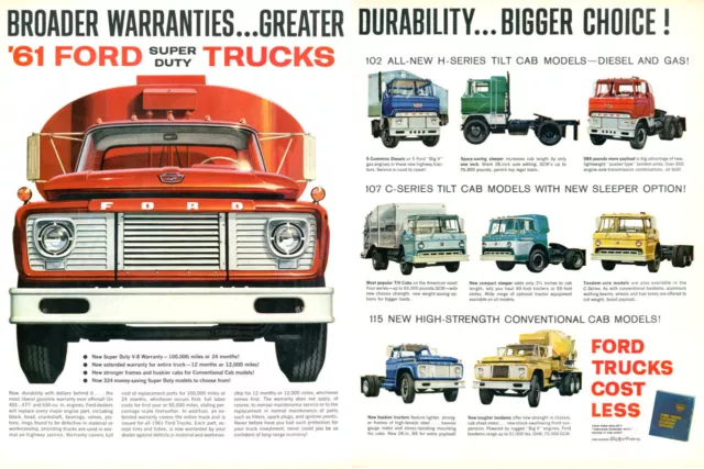 VINTAGE 1961 FORD COMMERCIAL TRUCK AD POSTER PRINT 36x54 BIG 9 MIL PAPER