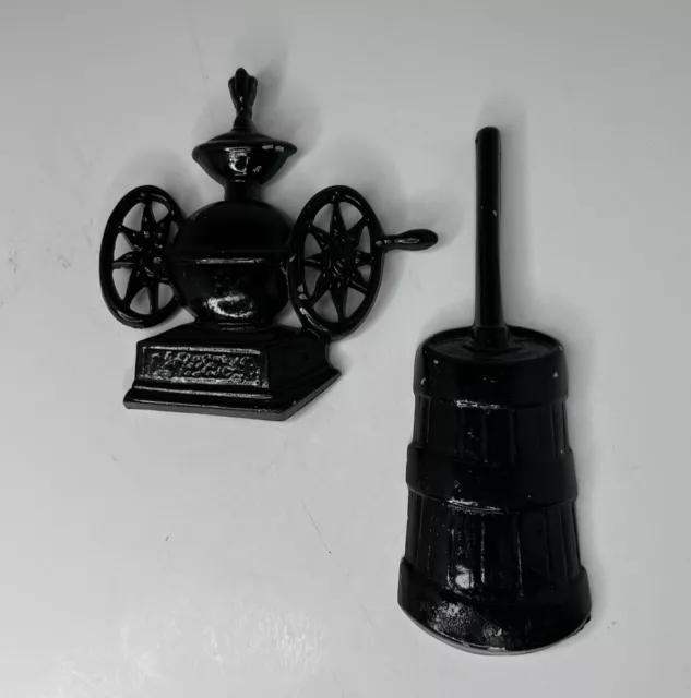 Sexton Vintage 1960s Black Cast Iron Kitchen Wall Plaques Decor Set of 2 Rubs