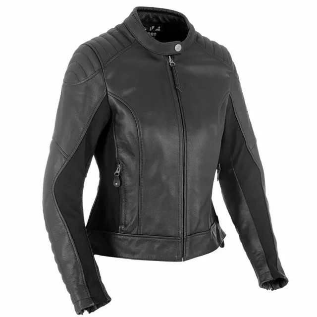 Femmes Veste Moto > Oxford Beckley Niveau Ce 1 Cuir Protection - Noir