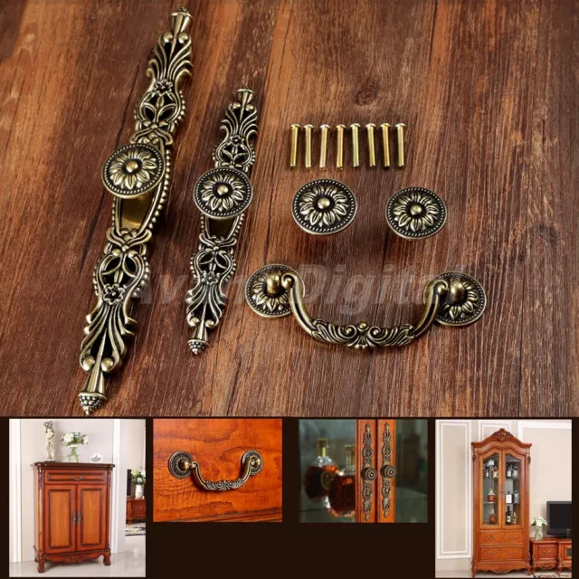 Bronze Antique Cupboard Knobs Vintage Cabinet Wardrobe Drawer Door Pulls Handles