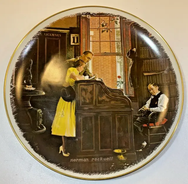 Gorham Norman Rockwell Collectors Display Plate The Marriage License No.  31159