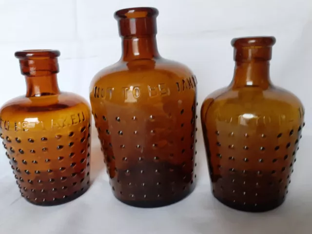 3  Lysol Type NOT TO BE TAKEN poison Bottles C1920s