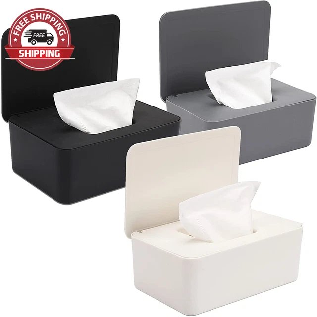3 Pack Baby Wipes Dispenser Wipe Holder with Lids, Keeps Wipes Fresh, Refillable